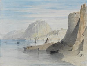 Utsikt til havnen i Nafplion, med tittelen Napoli di Romania, Hellas